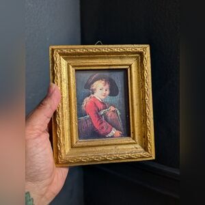 Vintage Italian Gold Gilt  "The Young Student" Art Wood Frame, Made in Italy